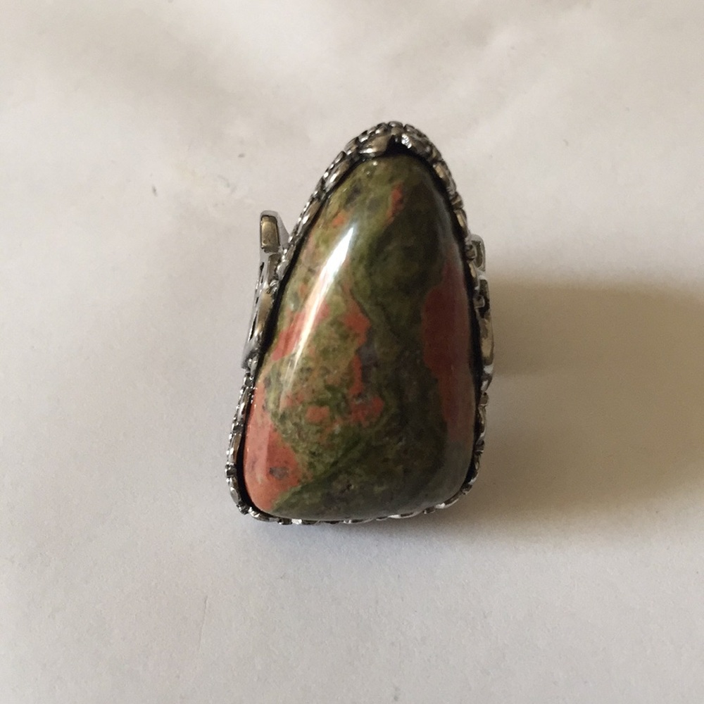 Vintage unakite sterling ring